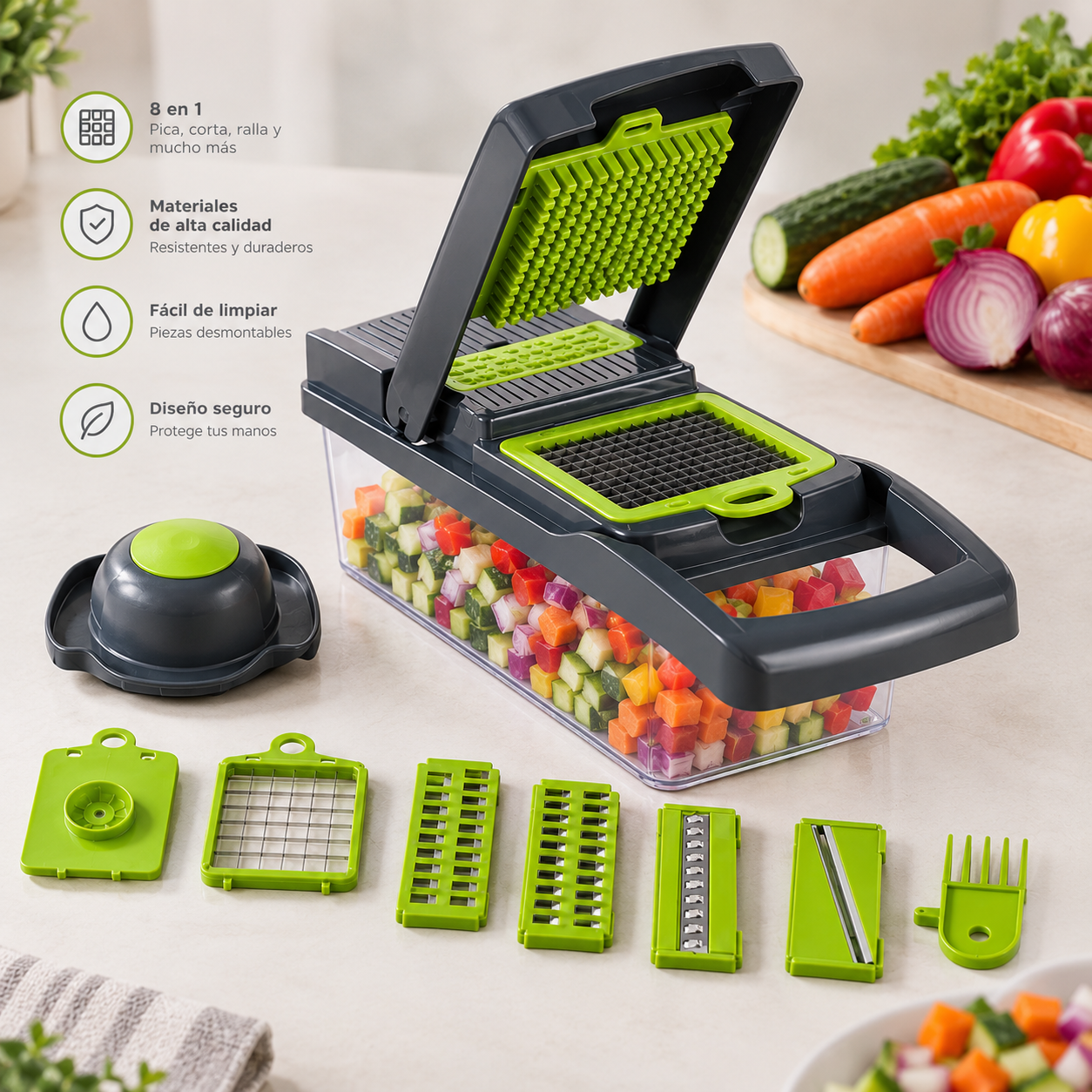 Picador verduras mandolina 14 en 1 acero - 50% de descuento por tiempo limitado!