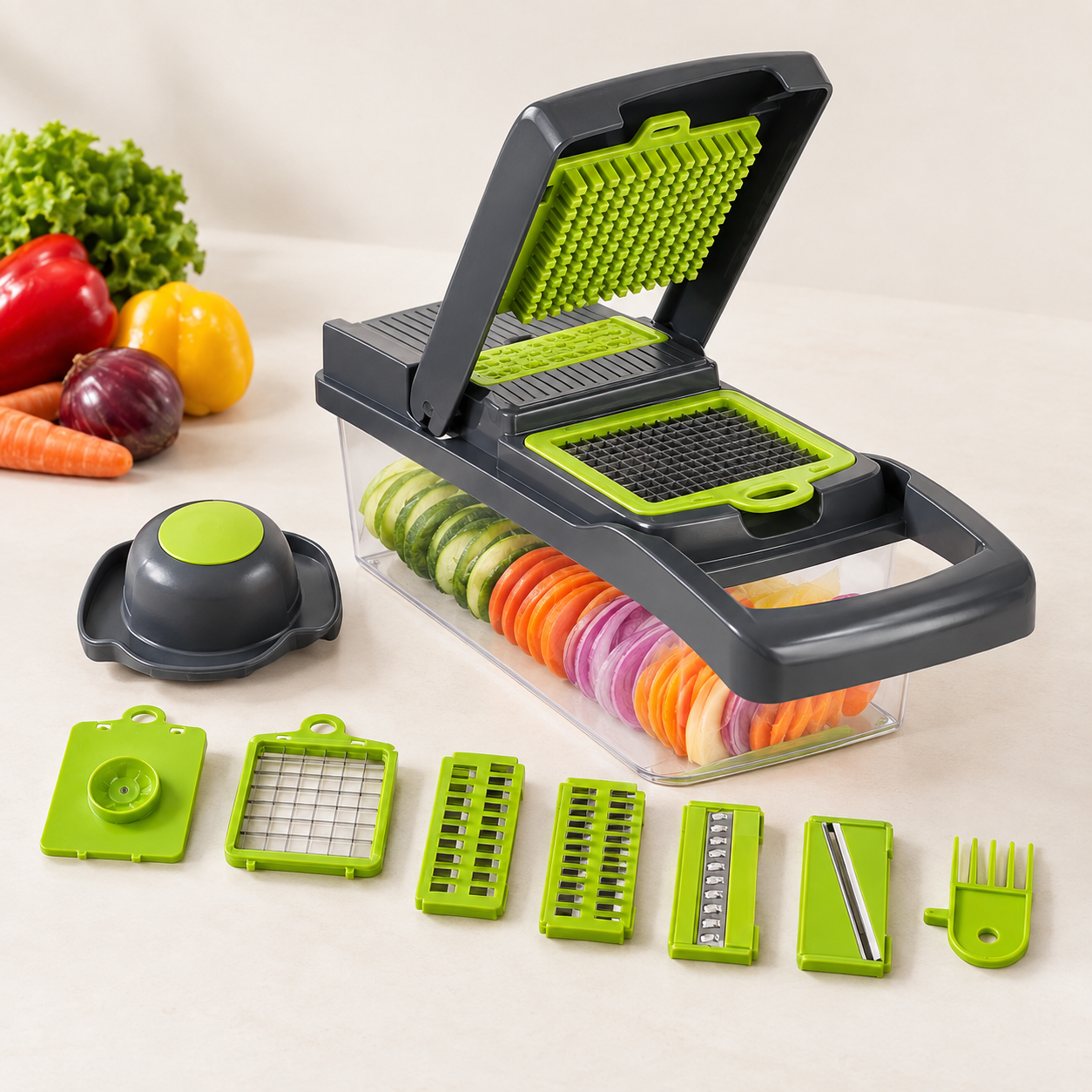 Picador verduras mandolina 14 en 1 acero - 50% de descuento por tiempo limitado!